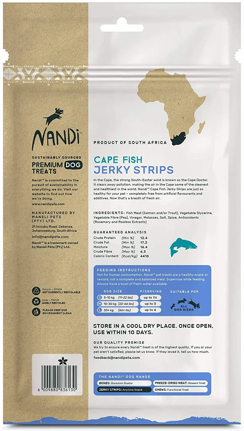 Nandi Cape Fish Jerky Strips Dog Jerky Treats - 5.3 oz