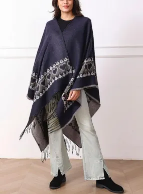 Navy and Grey Reversible Cape