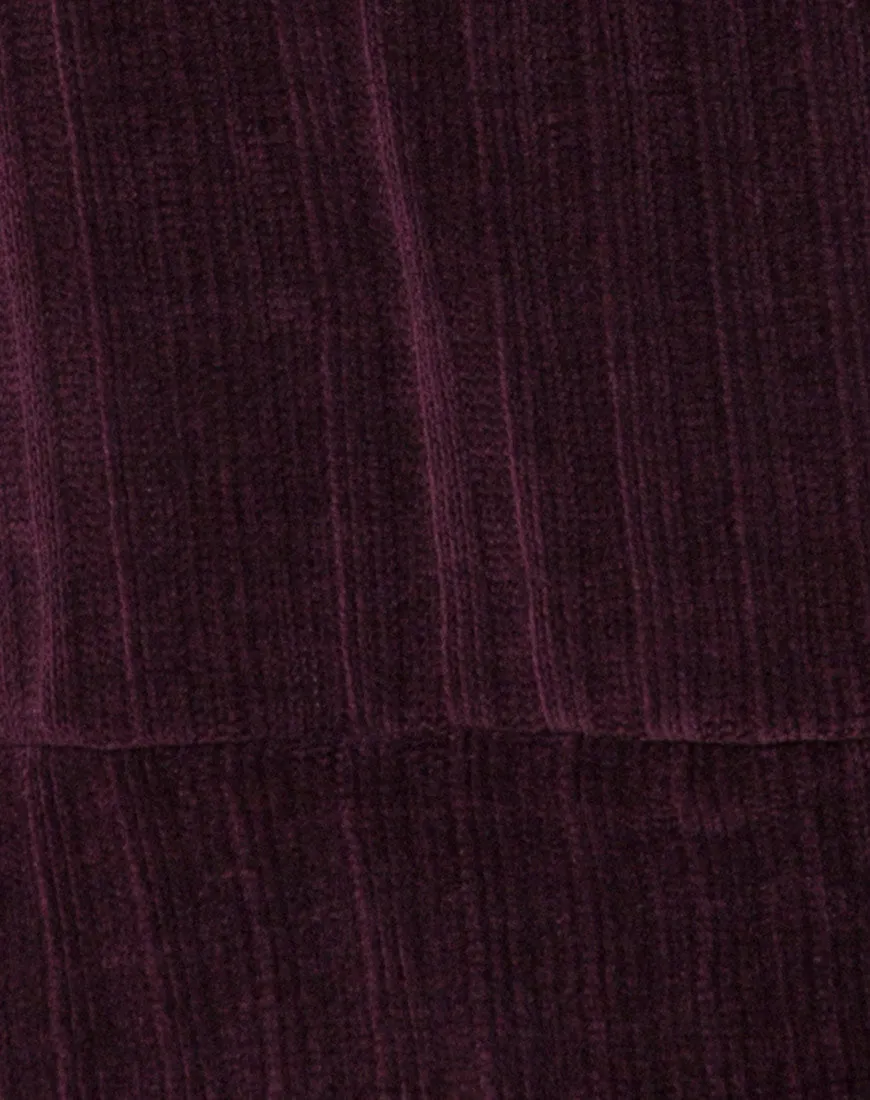 Neve Oversize Jumper Dress in Chenille Plum