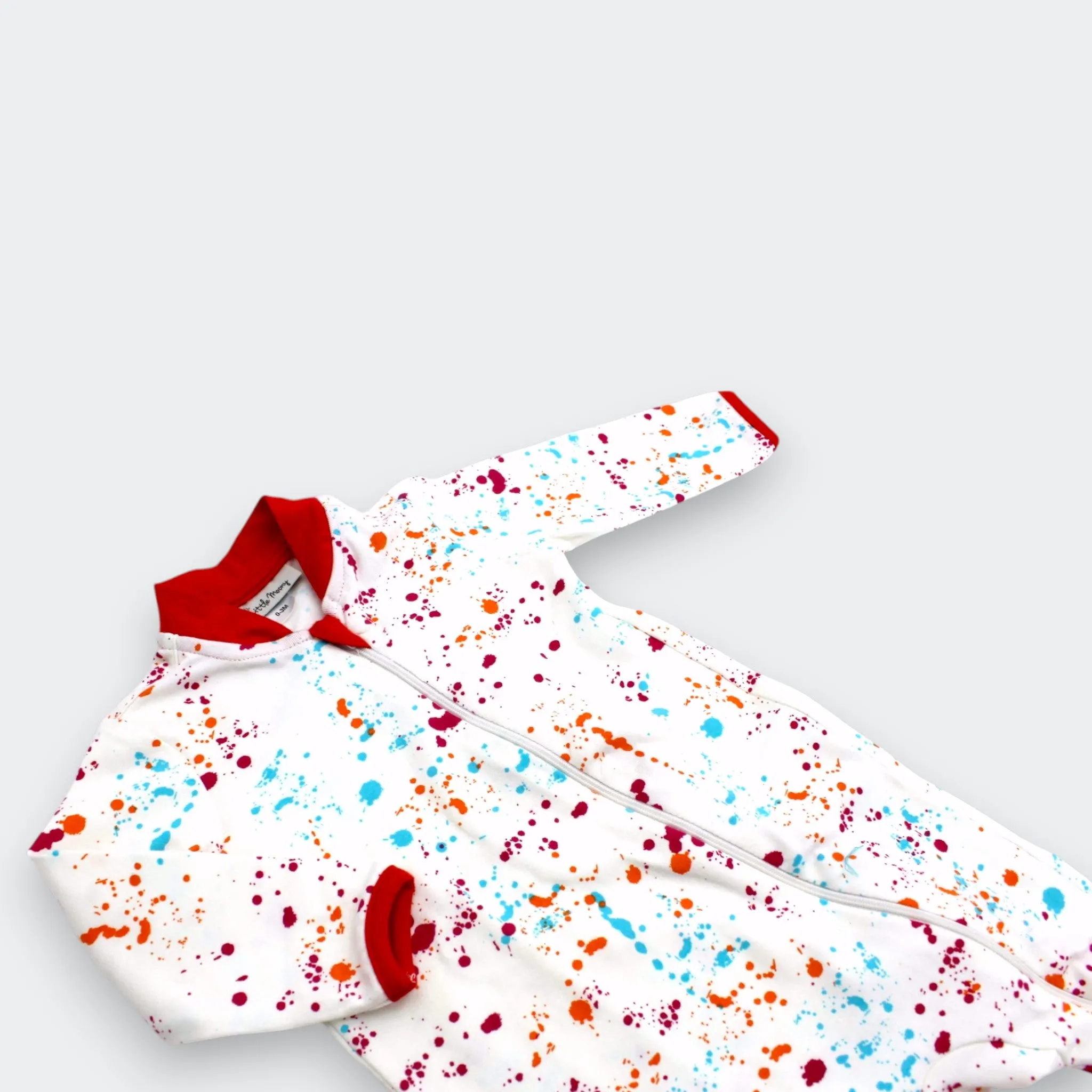 New Arrival: Cotton Knit Color Splash Zipper Footie Onesie