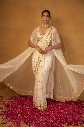 Off white net saree