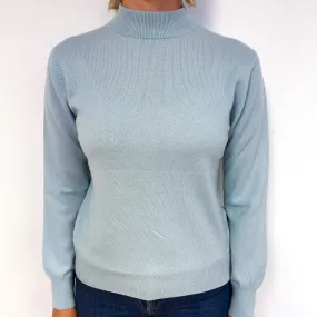 Opal Blue Cashmere Turtle Neck Jumper Small
