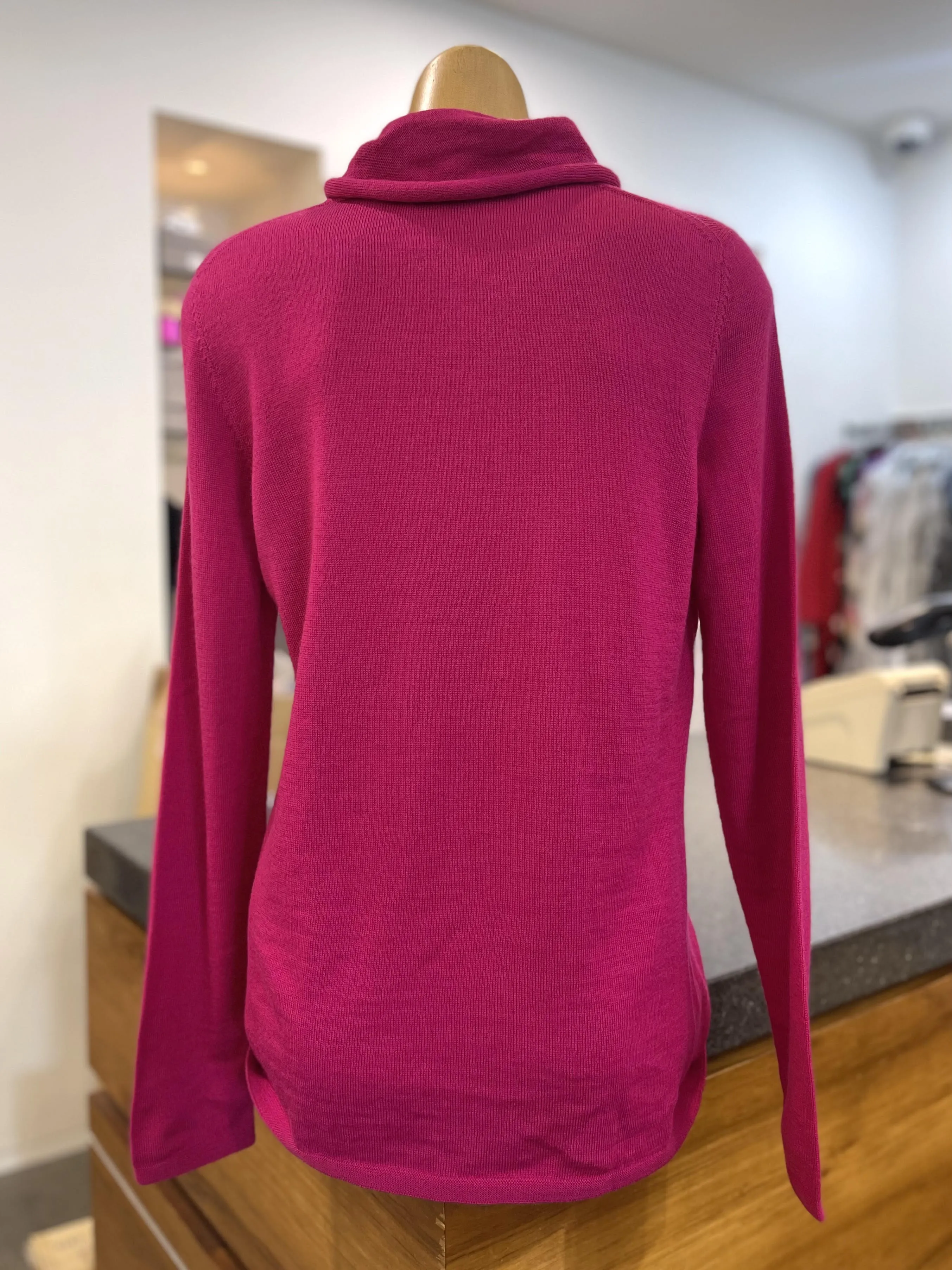 Optimum Wrap Neck Jumper - Cerise