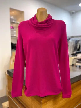 Optimum Wrap Neck Jumper - Cerise
