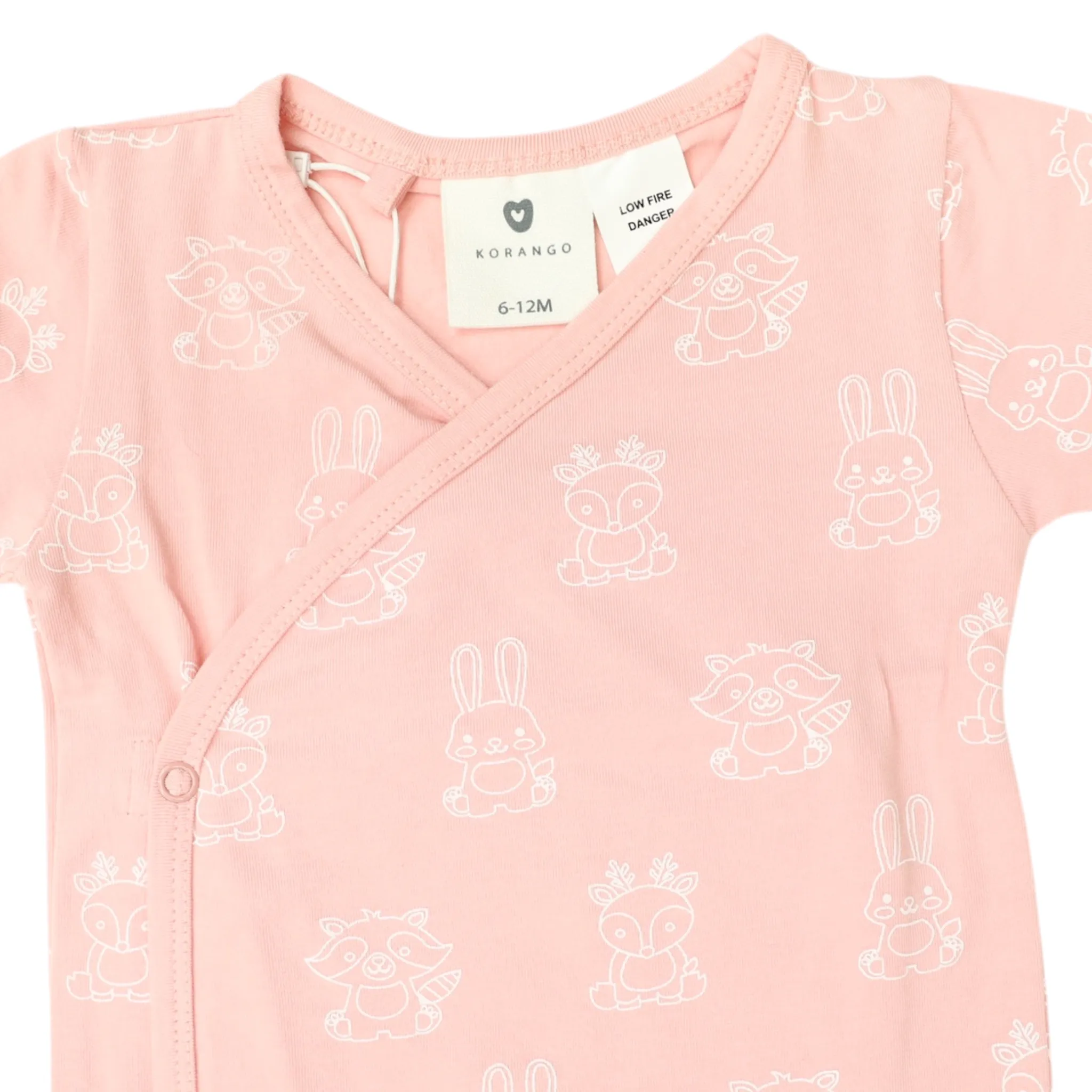 Organic Cotton Short Sleeve Romper Pink Print