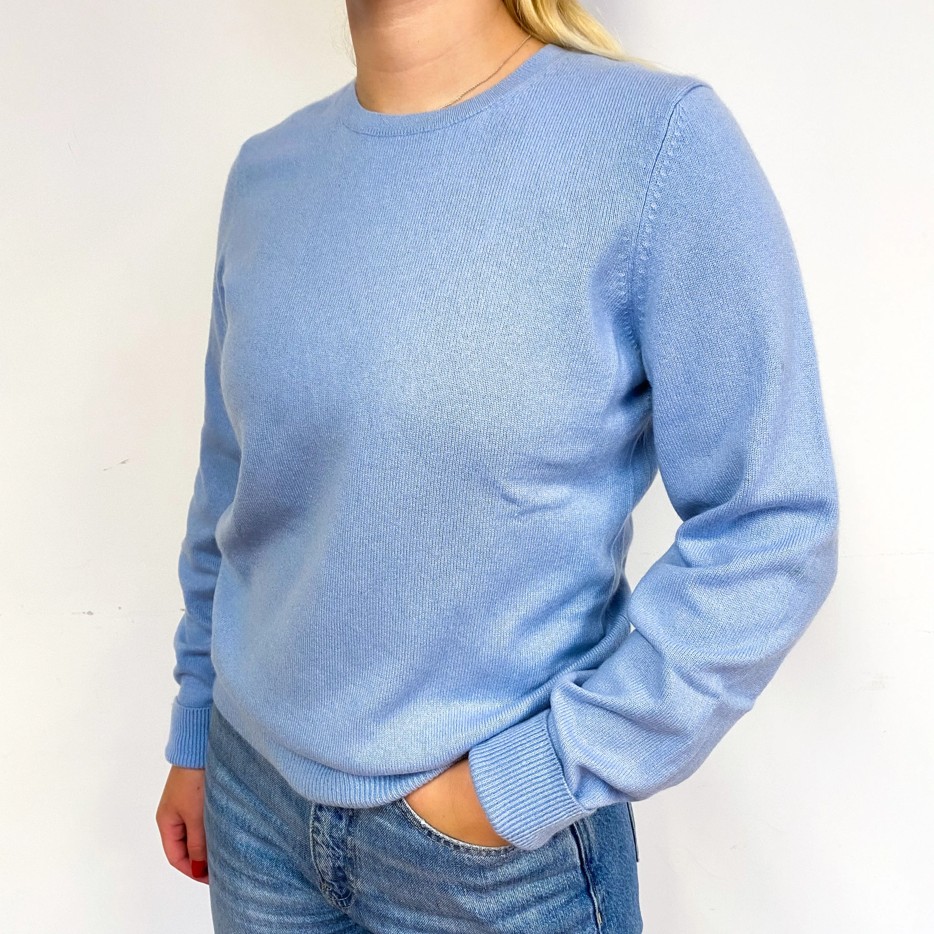 Pale Blue Crew Neck Jumper Small