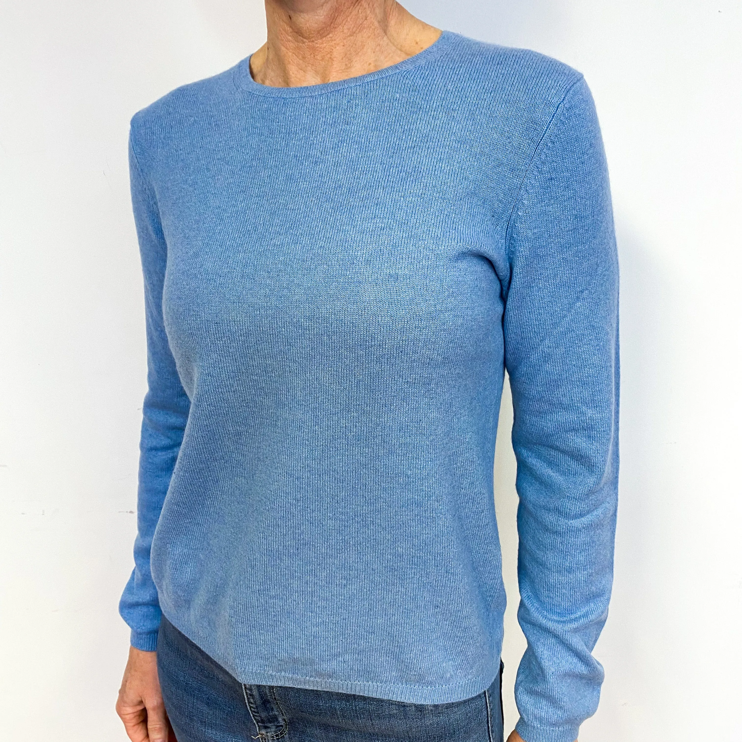 Pale Cornflower Blue Cashmere Crew Neck Jumper Medium
