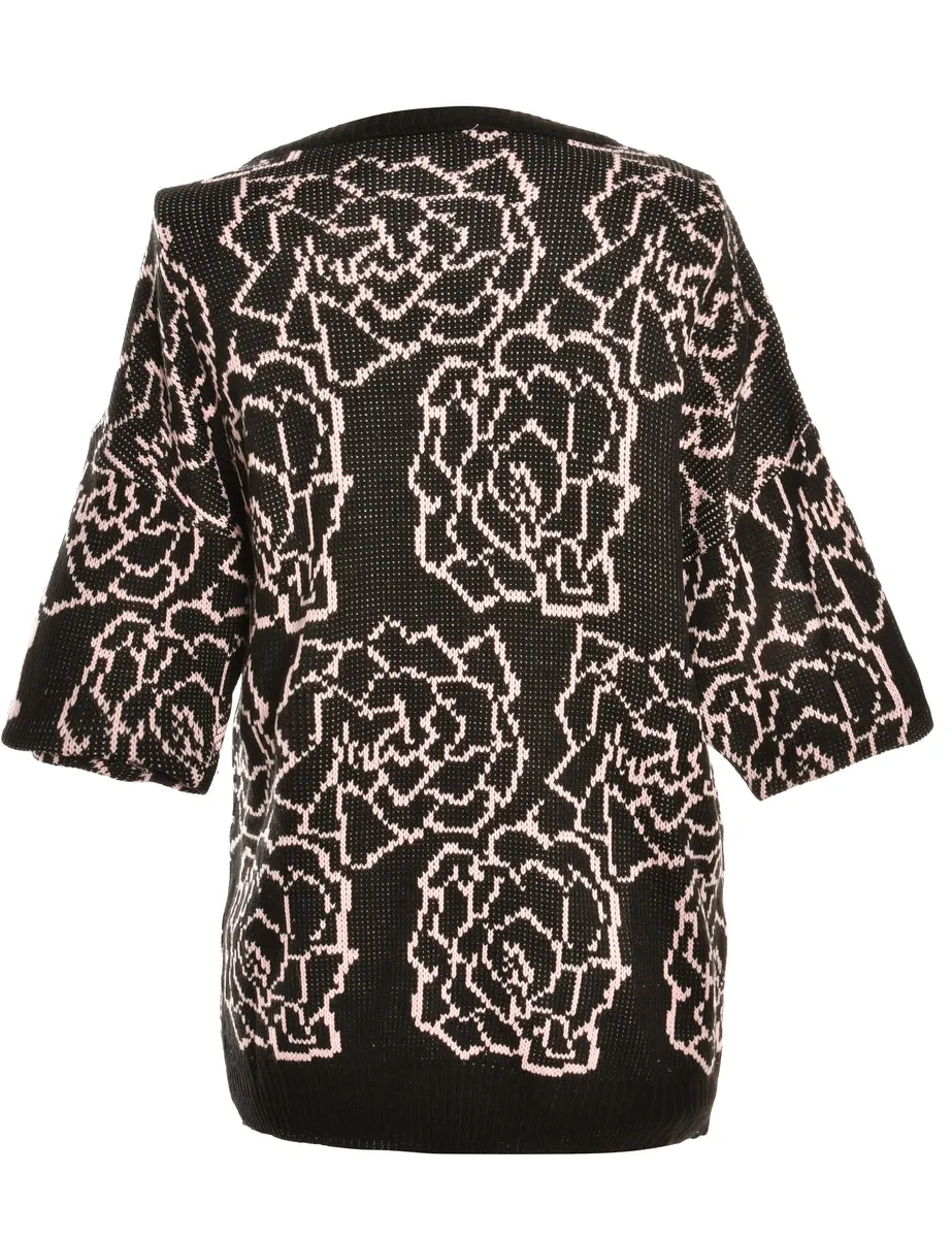 Patterned Black Jumper - M