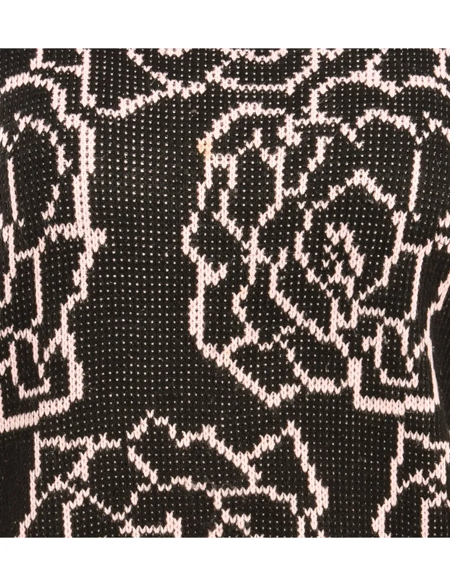 Patterned Black Jumper - M