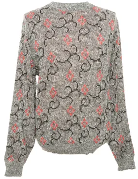 Patterned Grey Jumper - M