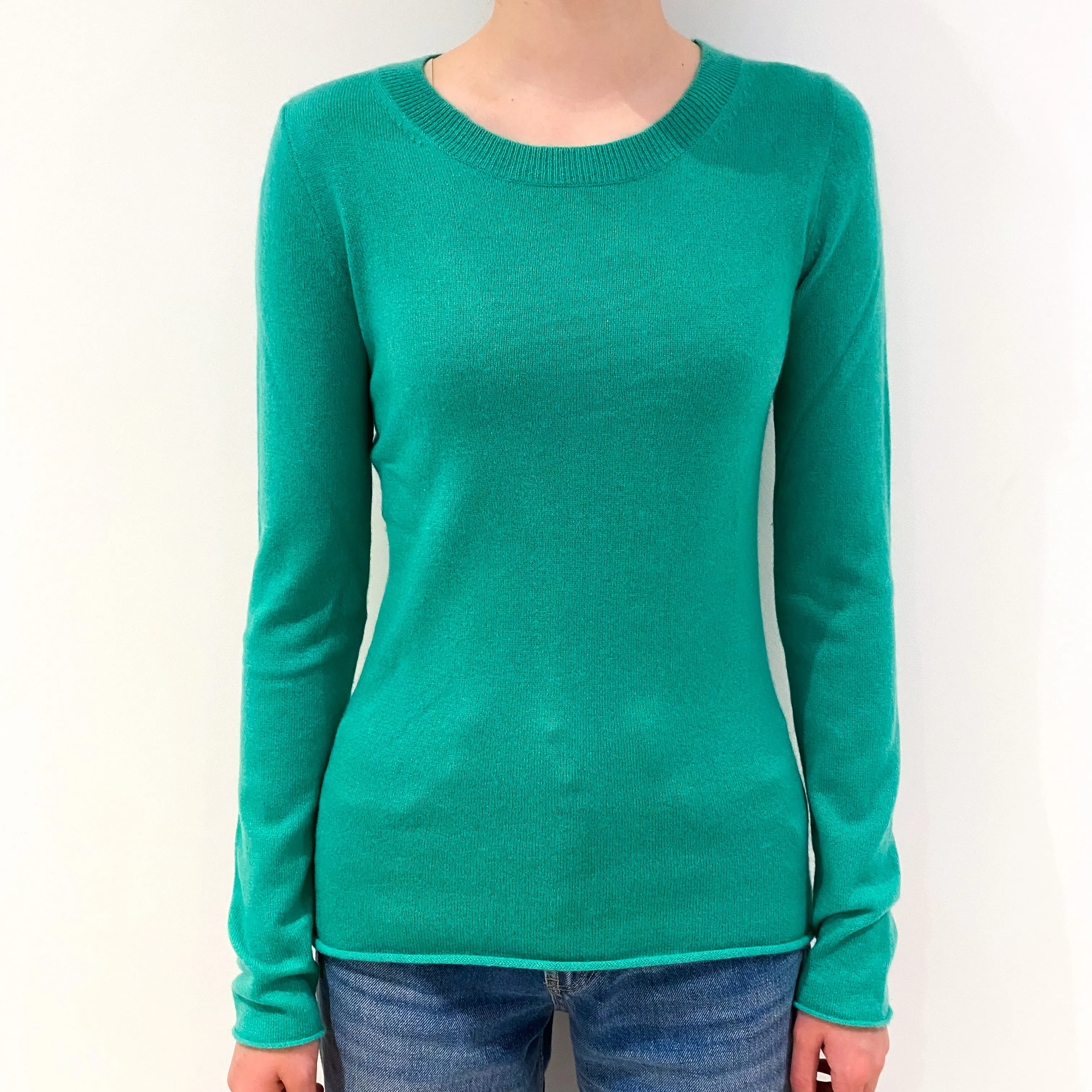 Pea Green Cashmere Crew Neck Jumper Extra Small