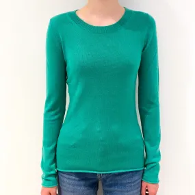 Pea Green Cashmere Crew Neck Jumper Extra Small