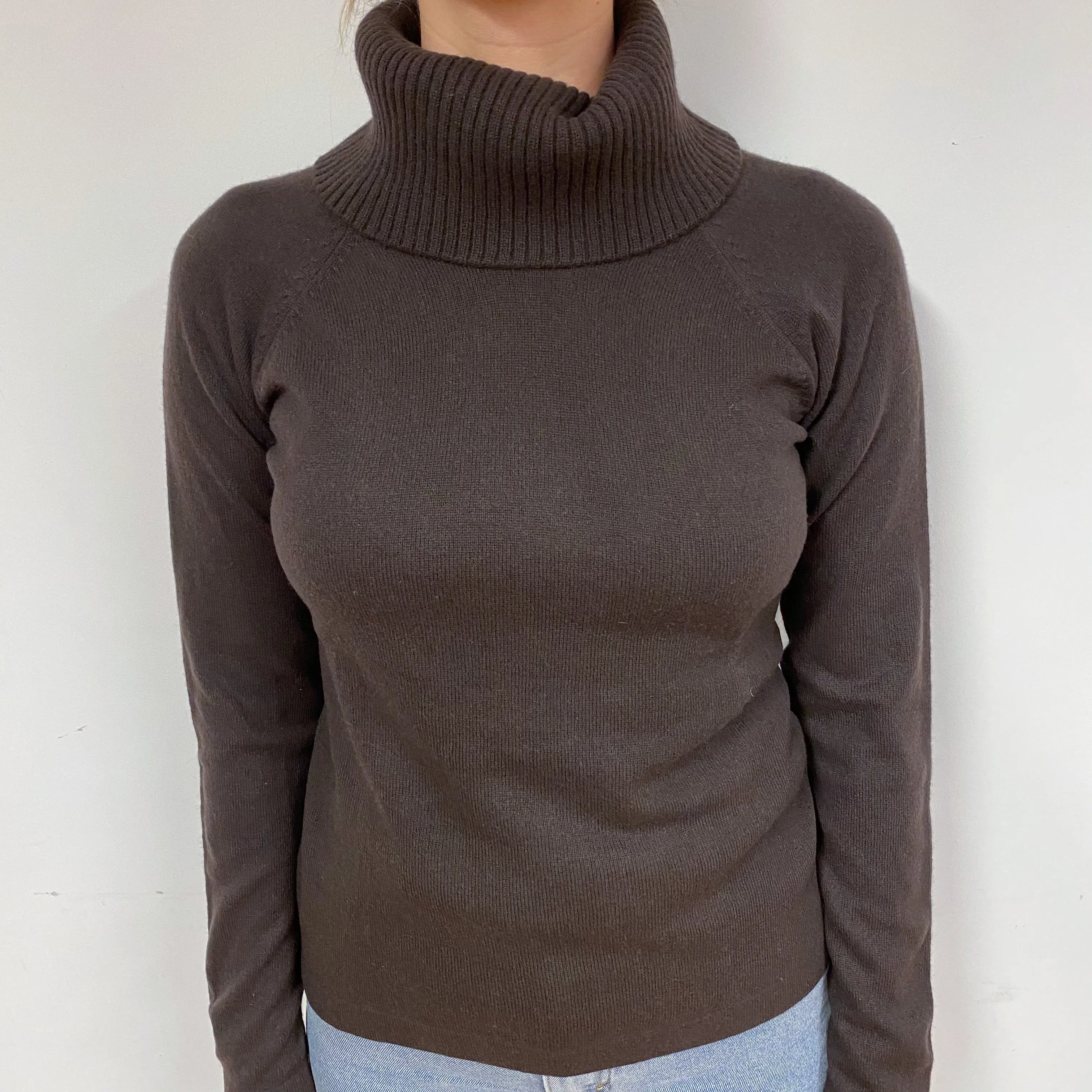 Peppercorn Brown Cashmere Polo Neck Jumper Small