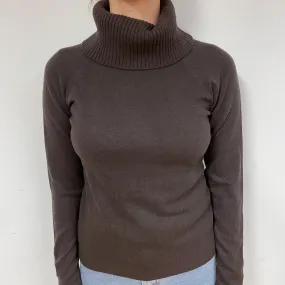 Peppercorn Brown Cashmere Polo Neck Jumper Small
