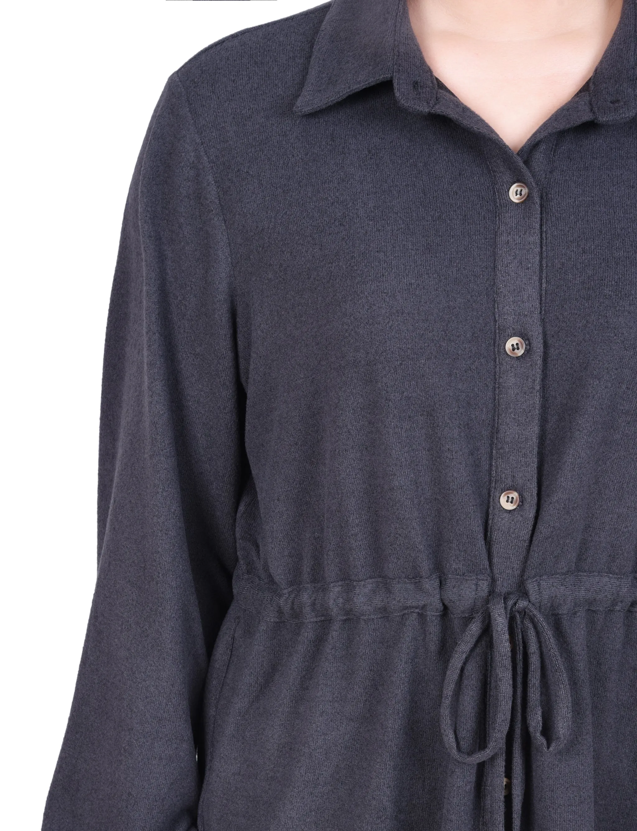 Petite Long Dolman Sleeve Drawstring-Waist Tunic Top