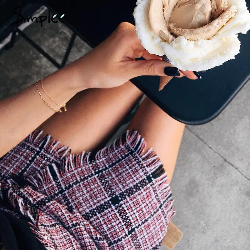 Plaid Tassel Skirt