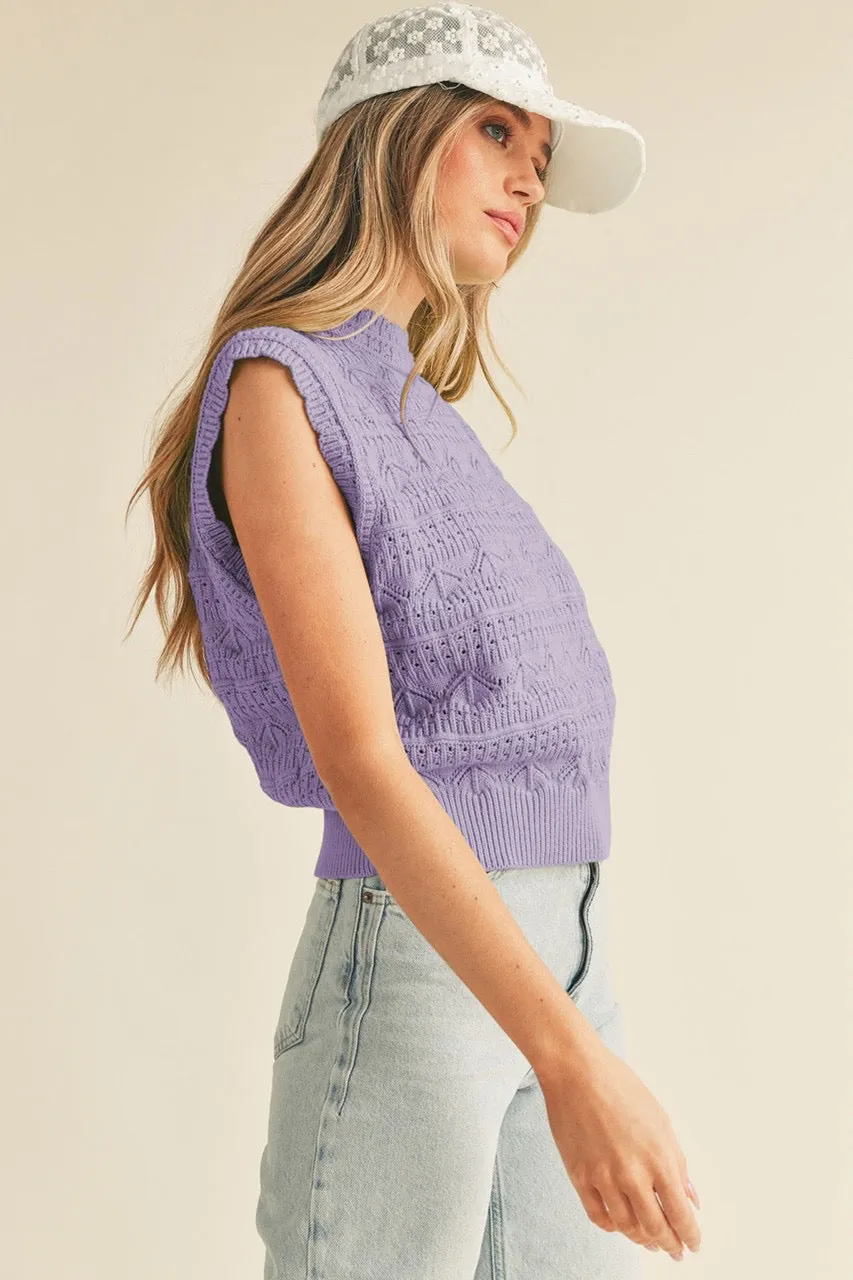 Pointelle Purple Vest