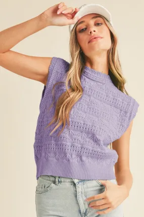 Pointelle Purple Vest