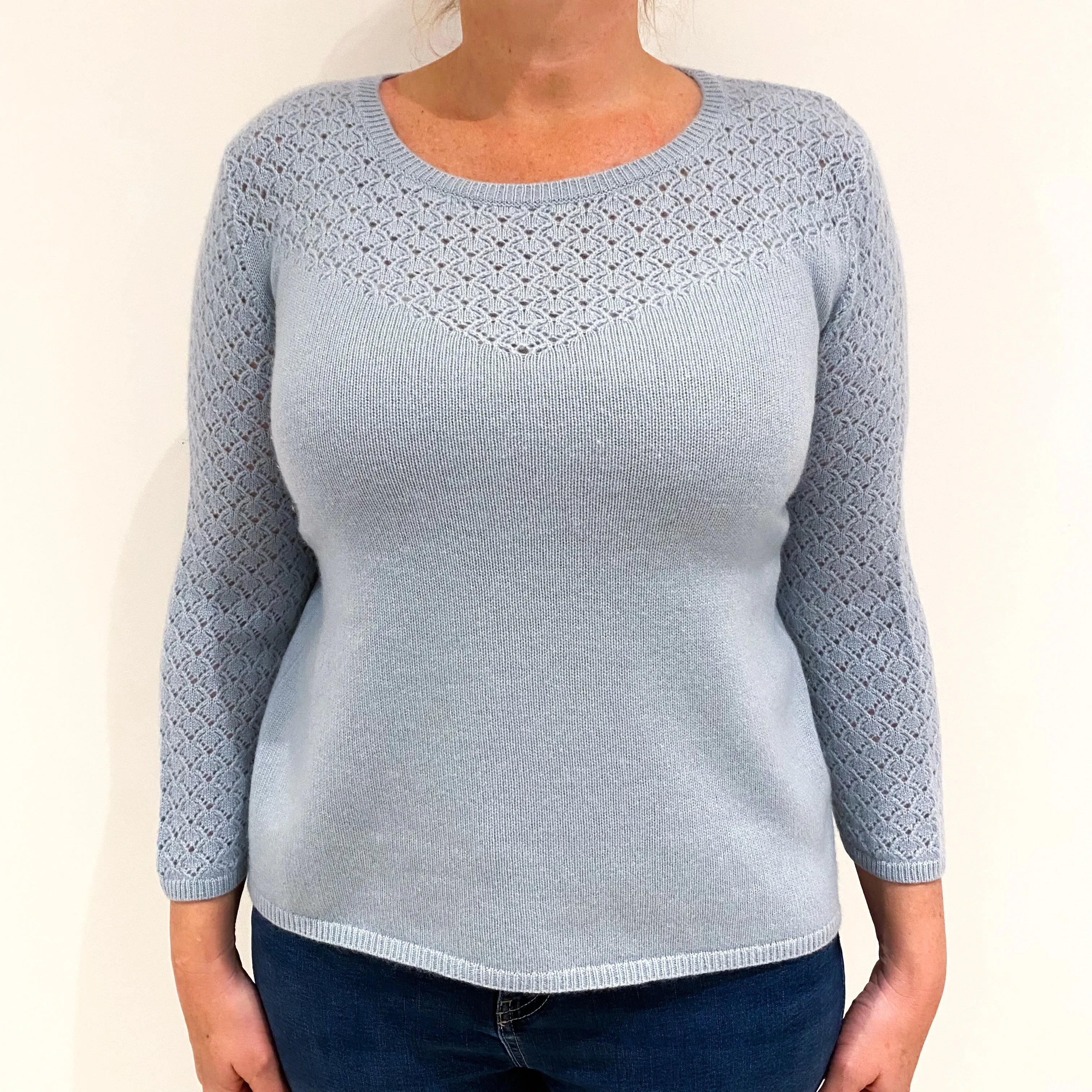 Powder Blue Cashmere Crew Neck Jumper Large
