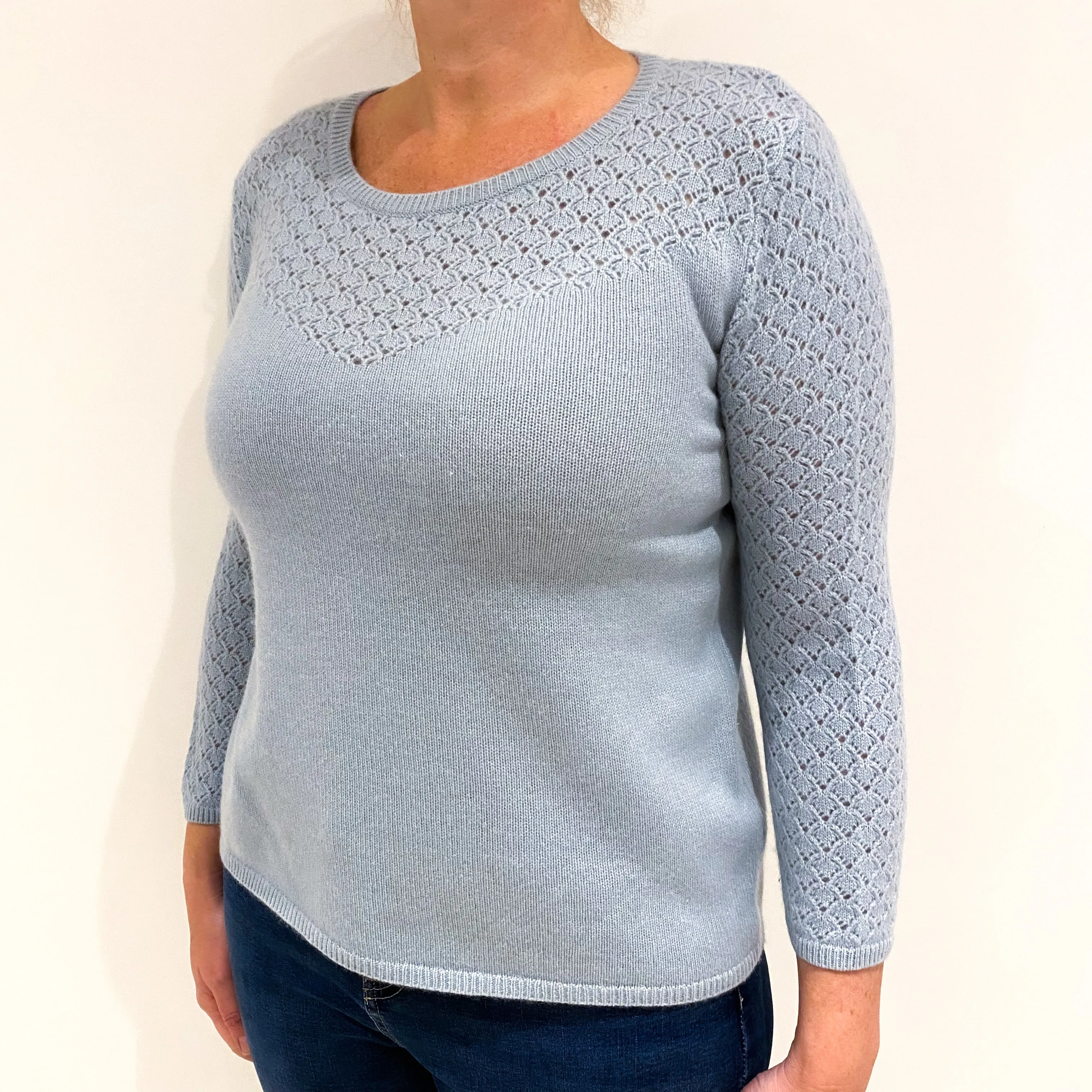 Powder Blue Cashmere Crew Neck Jumper Large