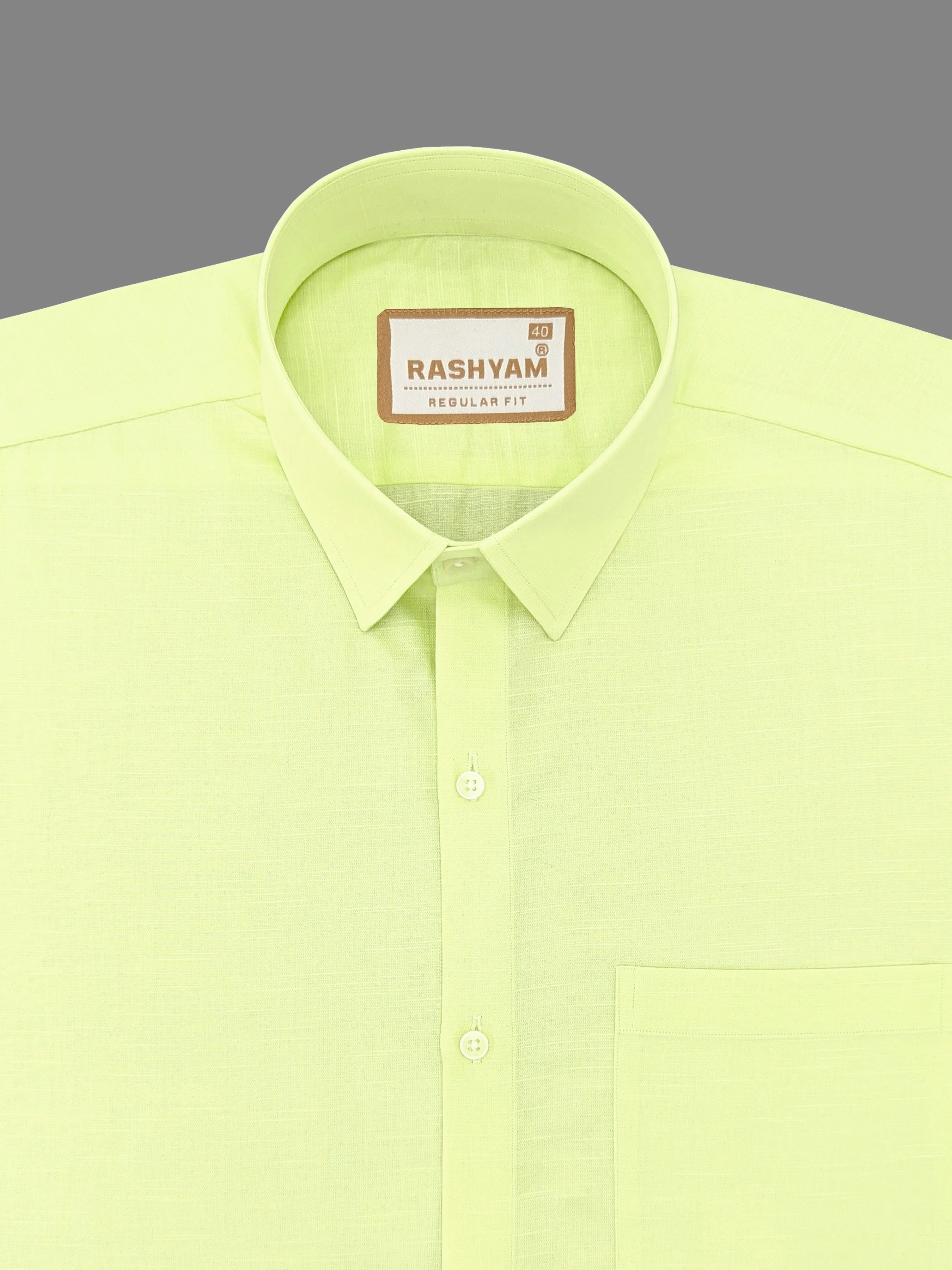 Premium Italian Linen Cotton Parrot Green Formal Shirt For Men