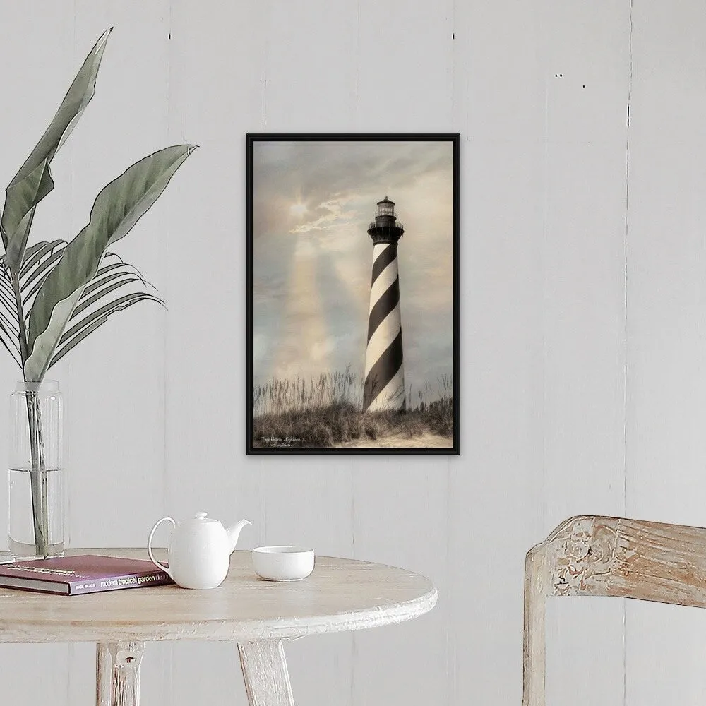 "Cape Hatteras Lighthouse" Black Float Frame Canvas Art