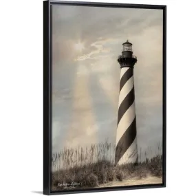 "Cape Hatteras Lighthouse" Black Float Frame Canvas Art