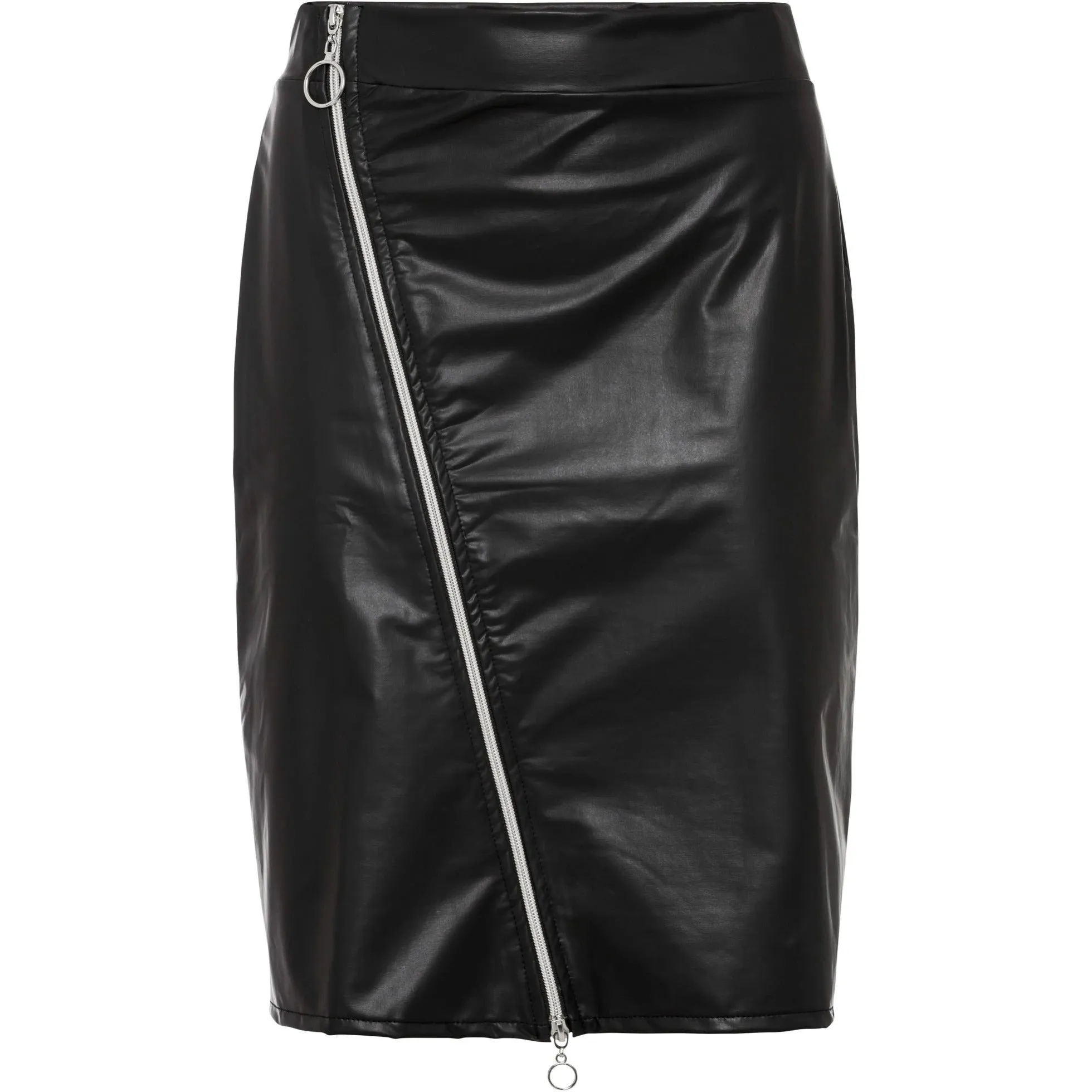 Rainbow Pleather Skirt with Zip Detail Black UK 10/12