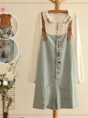 retro buttons denim overall