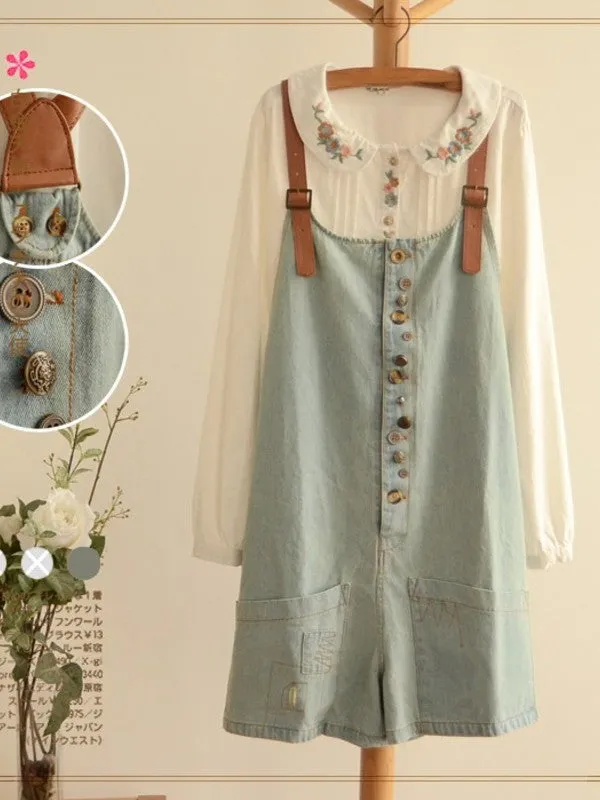 retro buttons denim overall