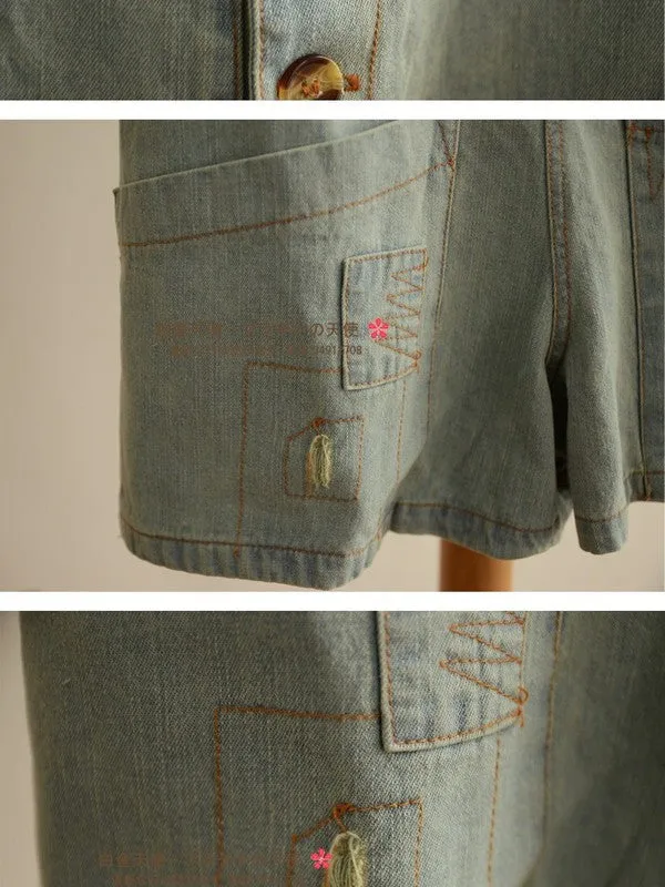 retro buttons denim overall