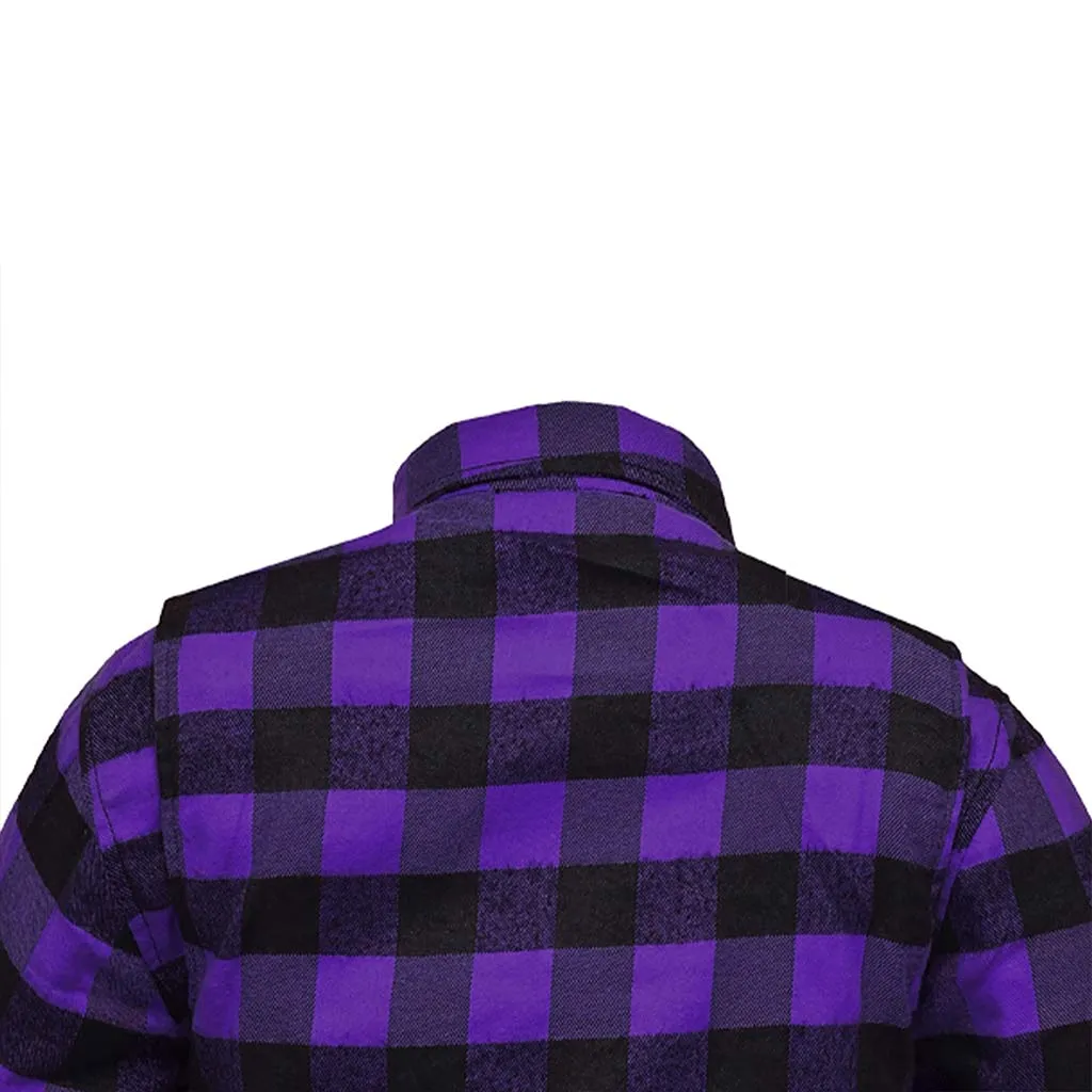 RIDERACT® Women Flannel Shirt Purple Road Series Reinforced Flannel Motorcycle Shirt