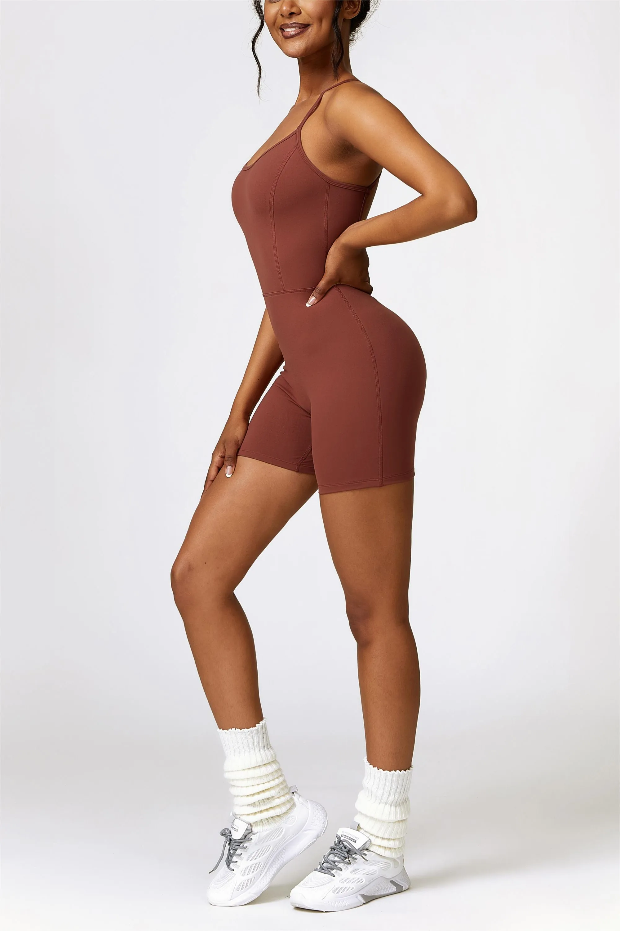 Scoop Neck Strappy Open Back Unitard