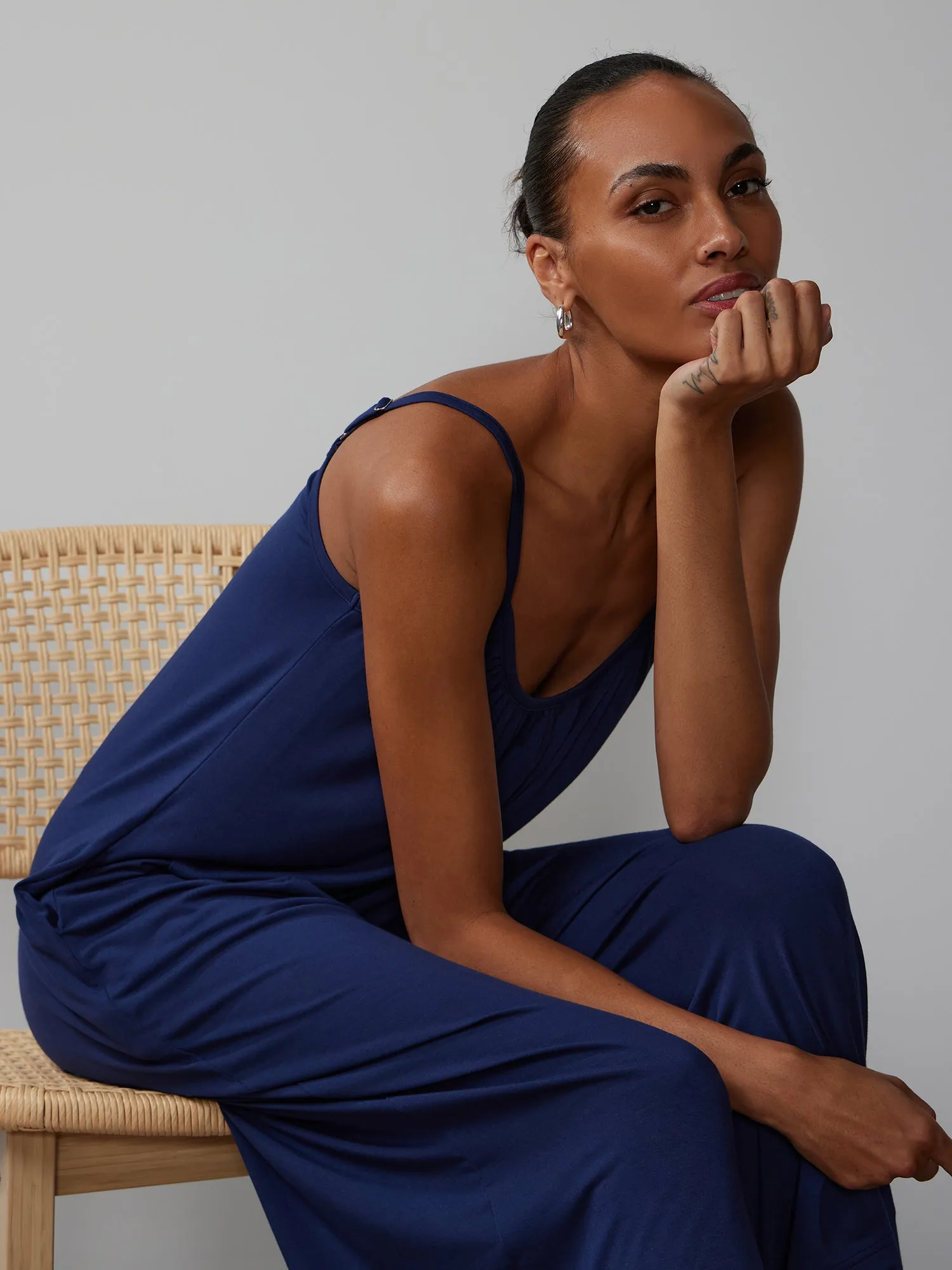 Scoop Neck Wide Leg Lounge Jumpsuit