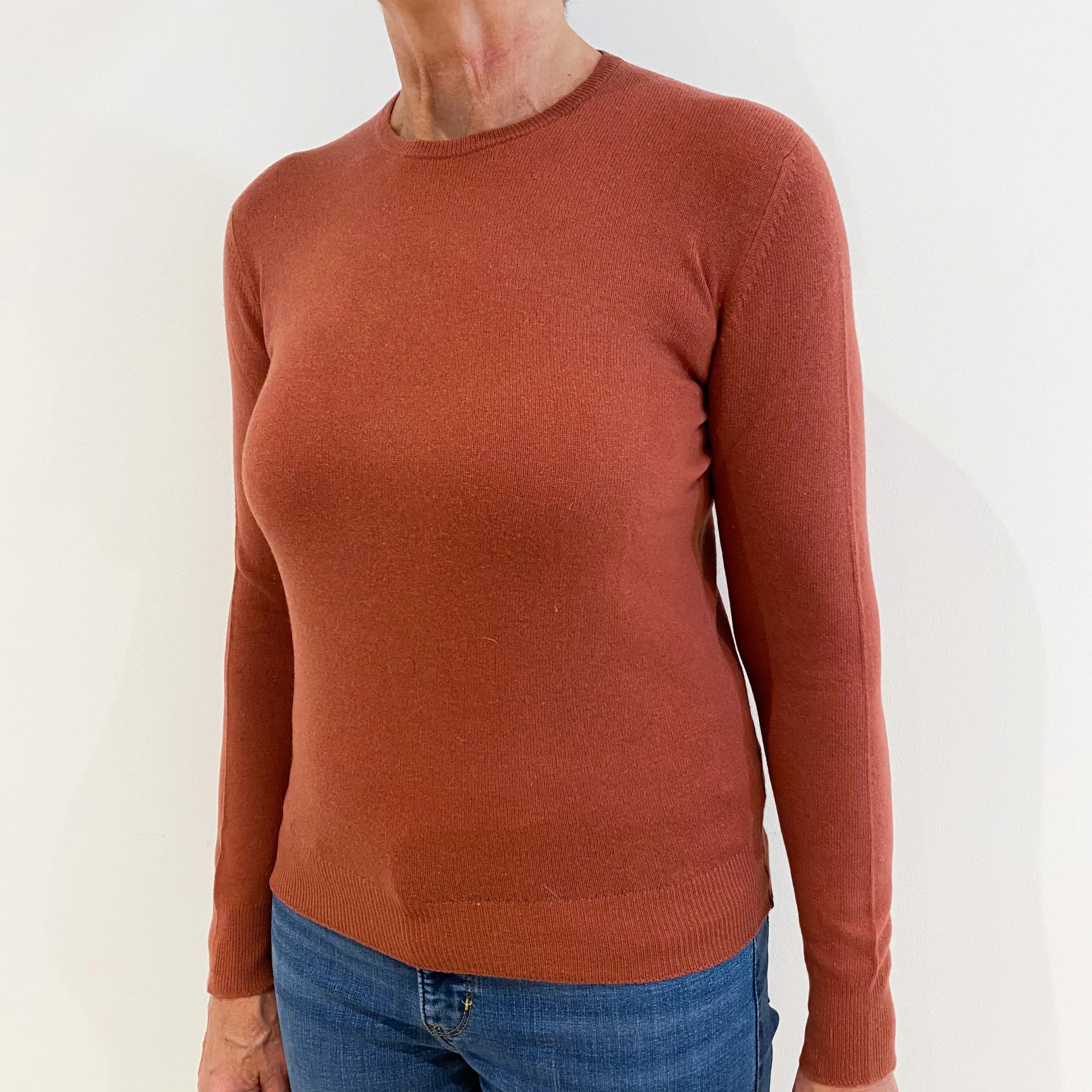 Scottish Vintage Pale Terracotta Red Cashmere Crew Neck Jumper Medium