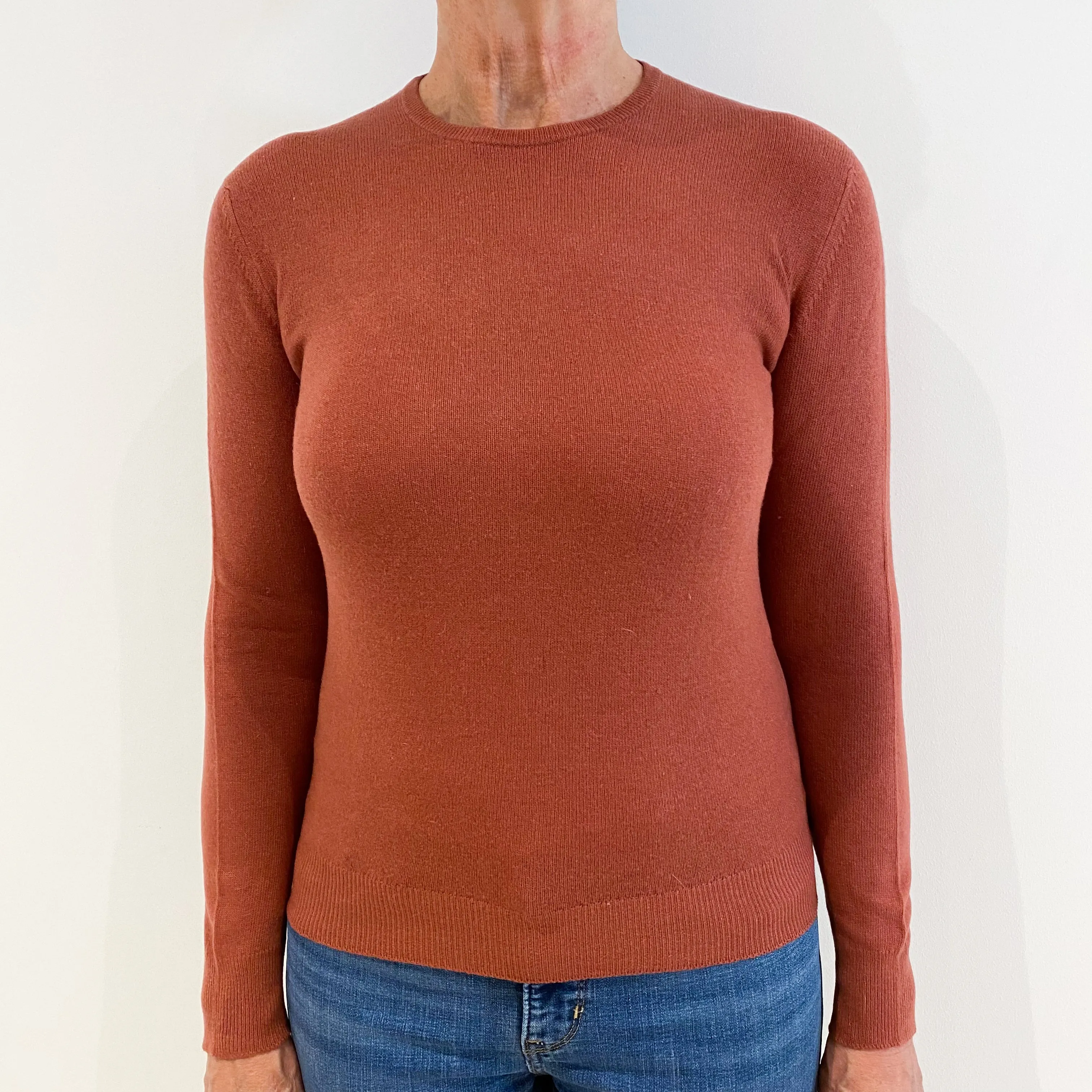 Scottish Vintage Pale Terracotta Red Cashmere Crew Neck Jumper Medium