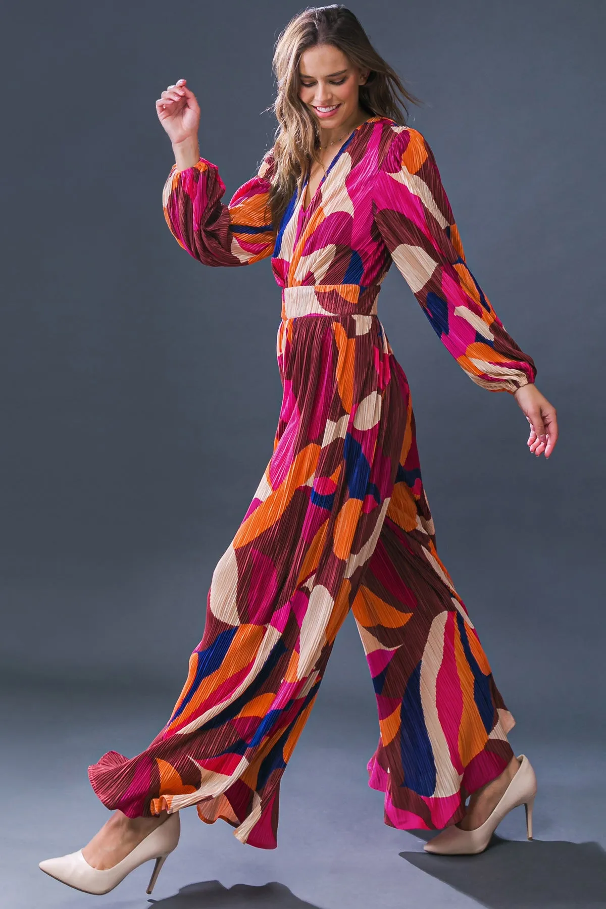 SET A TREND PLISSE JUMPSUIT