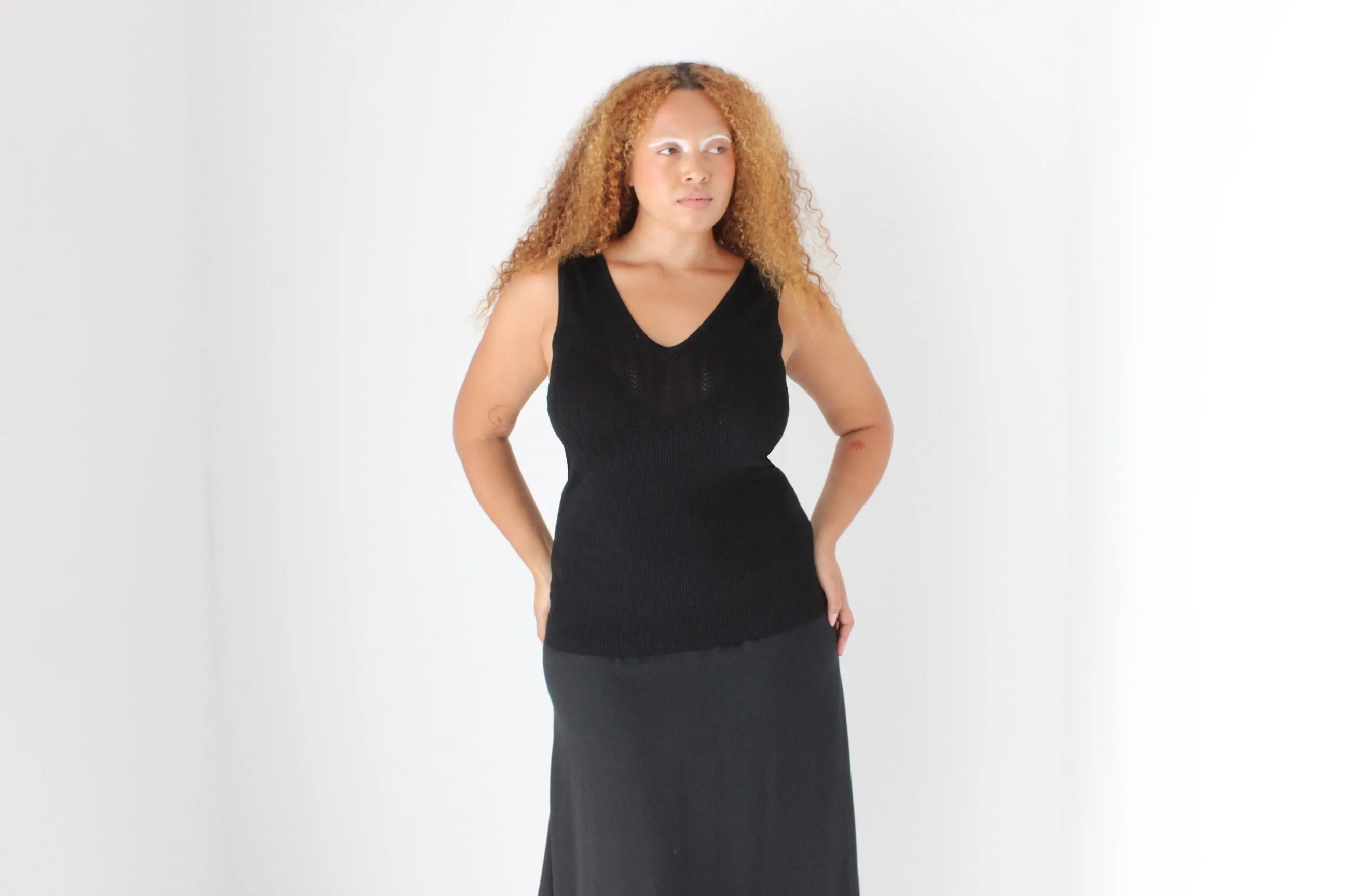 Sexy Stretch Knit V Neck Fitted Tank