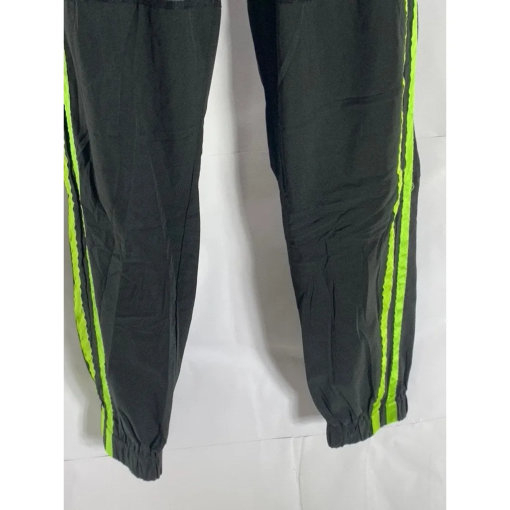 SHEIN Women's Black/Neon Green Double Striped Mesh Knee Pull-On Joggers SZ XS