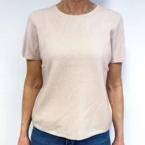 Shell Pink Cashmere Short Sleeved Jumper Medium