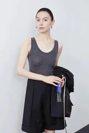 Silk & Wool V-Neck Knit Tank Top