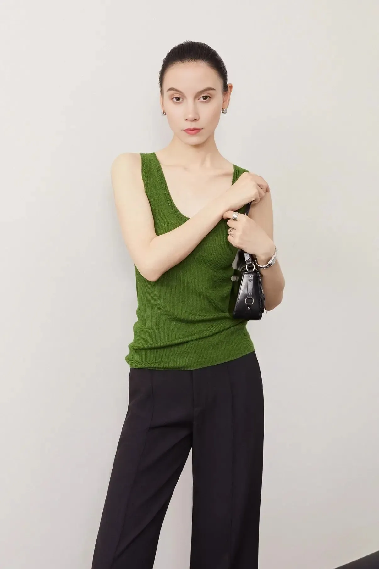 Silk & Wool V-Neck Knit Tank Top