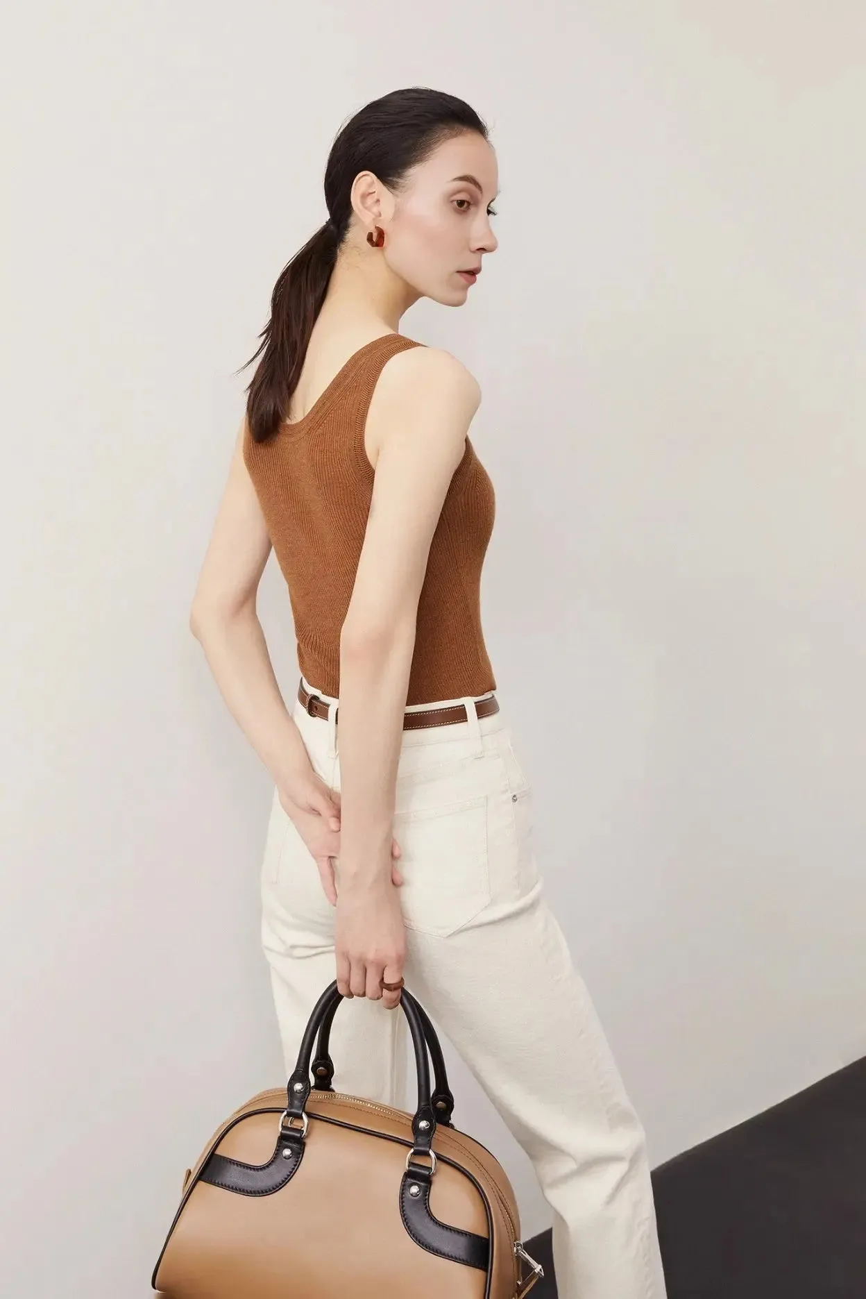 Silk & Wool V-Neck Knit Tank Top
