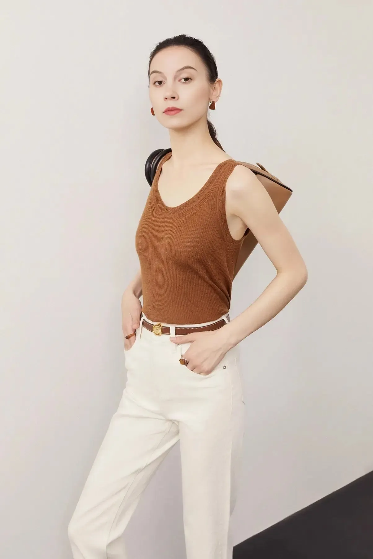 Silk & Wool V-Neck Knit Tank Top