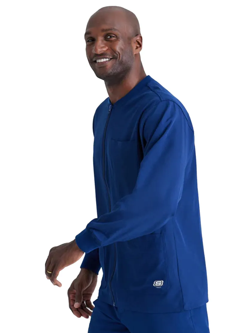 SKECHERS™ by Barco Structure 3-Pocket Crewneck Warmup Scrub Jacket