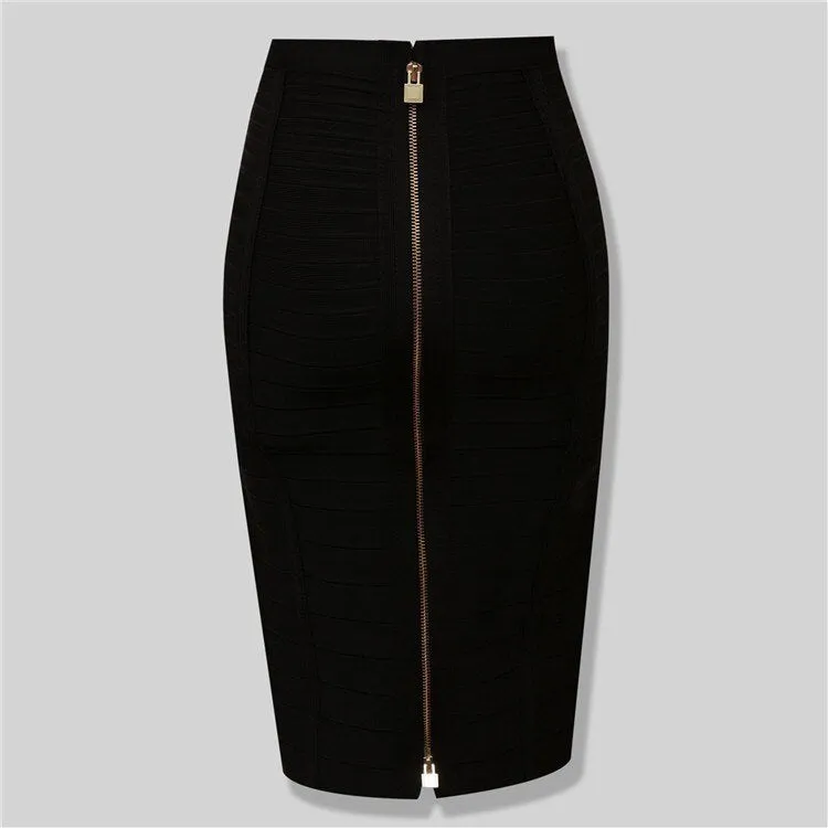 Solid color zipper bandage skirt