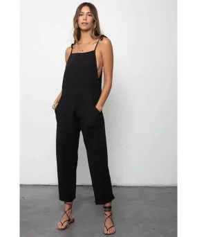 Some Beachy Overall Black Linen