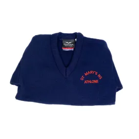 ST. MARY'S JUMPER <BR>
Acrylic V Neck <BR>
Crested, Navy <BR>