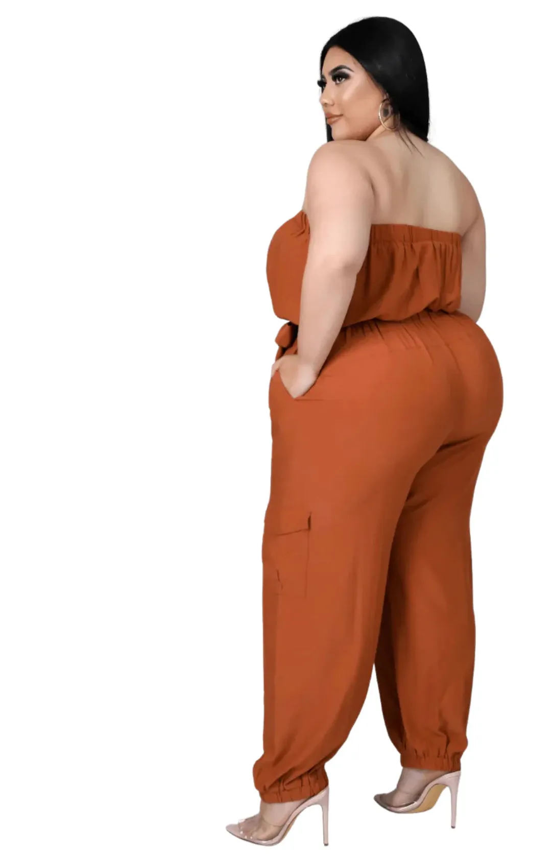 Strapless Jumpsuit - Cognac