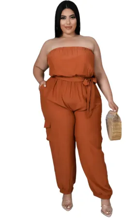 Strapless Jumpsuit - Cognac